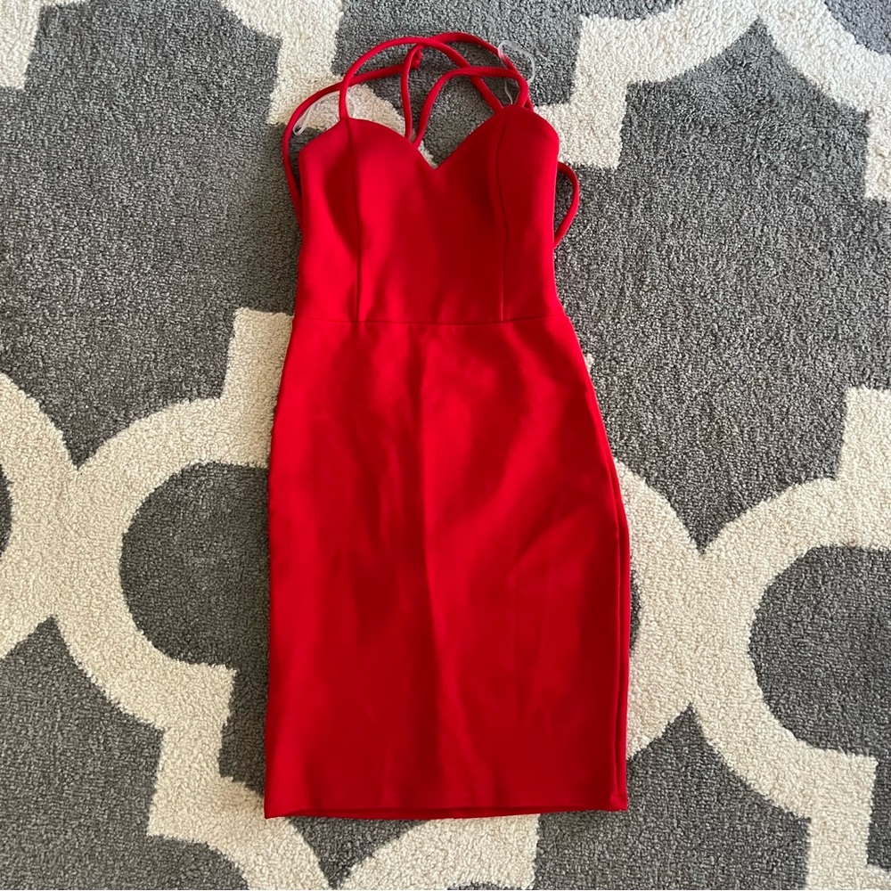 NWT red lace up dress